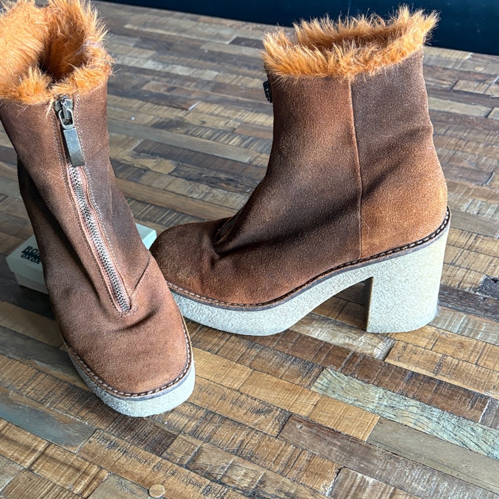 MIISTA Rowan Suede Ankle Boots with Faux lining / Fur Trim / Free People